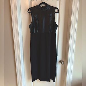 Express Black Sleeveless Faux Leather Midi Dress